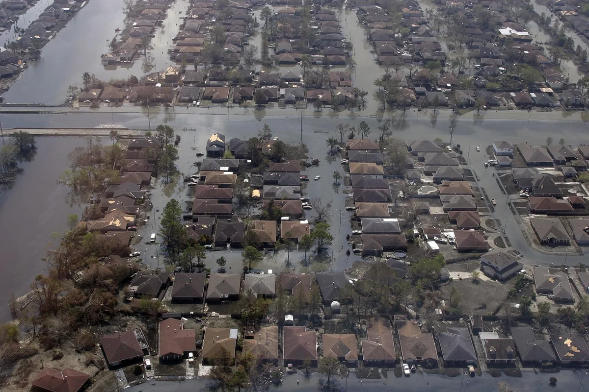 A flooded area with standing water