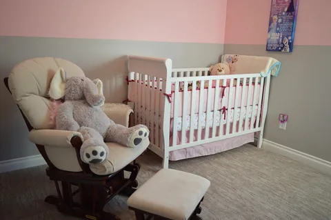 A nursery with a crib