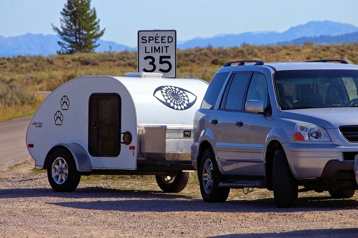 An RV camper parked outdoors