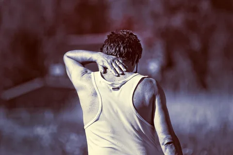 A person scratching an itchy arm